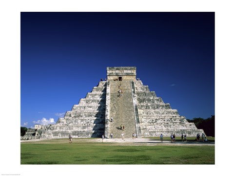 Framed Pyramid, El Castillo, Chichen Itza Mayan, Yucatan, Mexico Print