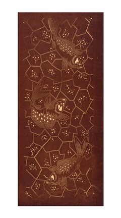 Framed Katagami stencil with fish Print