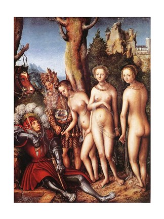 Framed Lucas Cranach D. A. - The Judgment of Paris Print