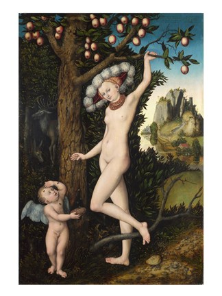 Framed Lucas Cranach the Elder - Cupid complaining to Venus Print