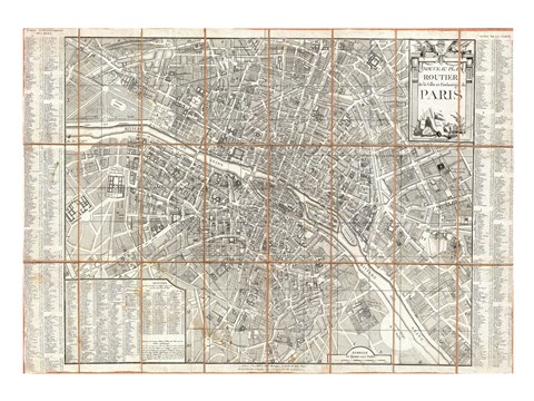 Framed 1780 Esnauts and Rapilly Case Map of Paris Print