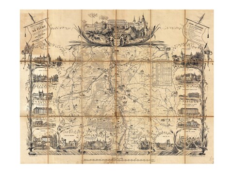 Framed 1865 Madeleine Map Pocket Map of Vichy, France Print