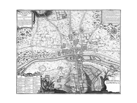 Framed Plan de Paris - gray Print