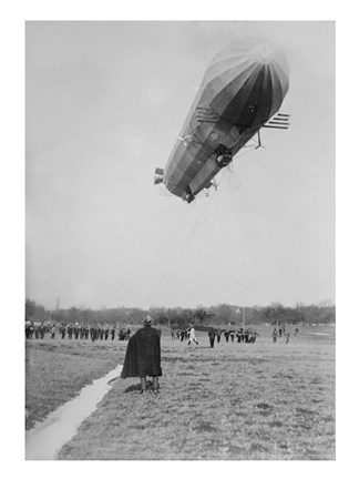 Framed Blimp, Zeppelin, In Flight Print