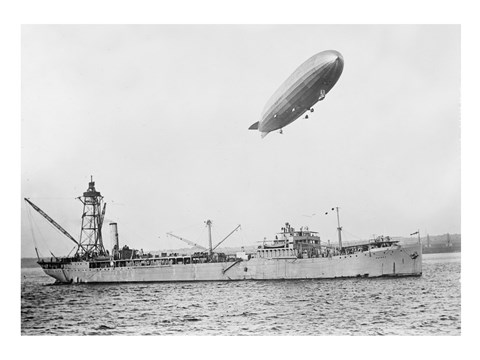 Framed U.S.S. Patoka and Shenandoah Blimp Overhead Print