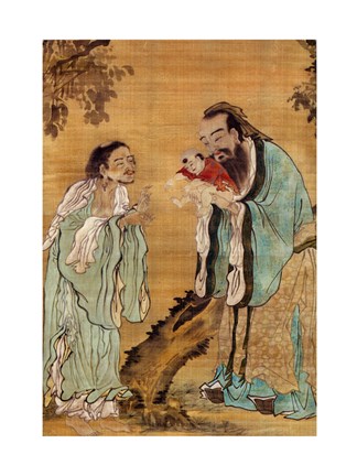 Framed Confucius Laozi Buddha Print