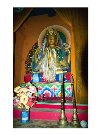 Framed Statue of Buddha in a temple, Paugha, Annapurna Range, Nepal Print