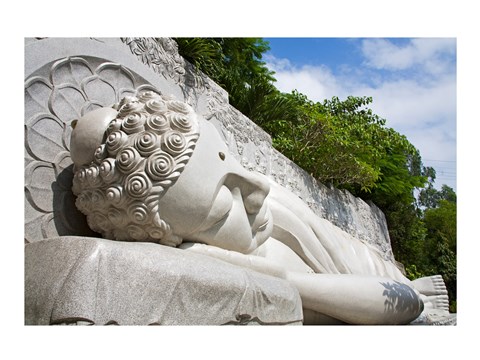 Framed Statue of reclining Buddha, Long Son Pagoda, Nha Trang, Vietnam Print