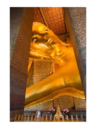 Framed Statue of reclining Buddha in a Temple, Bangkok, Thailand Print