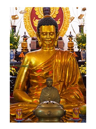 Framed Statue of Buddha in a Temple, Long Son Pagoda, Nha Trang, Vietnam Print