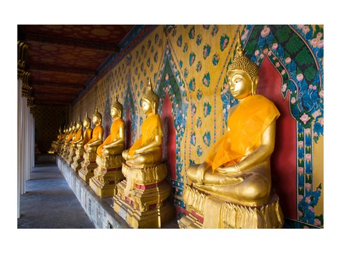 Framed Statues of Buddha in a row, Wat Arun, Bangkok, Thailand Print