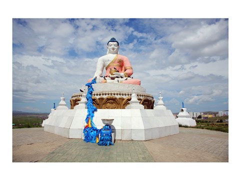 Framed Low angle view of a statue of Buddha, Darkhan, Mongolia Print