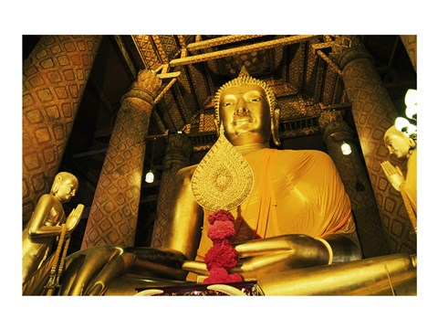 Framed Statue of Buddha, Wat Phanan Choeng, Ayutthaya, Thailand Print