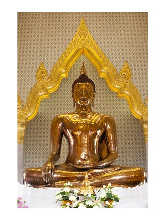 Framed Golden Buddha Statue in a Temple, Wat Traimit, Bangkok, Thailand Print