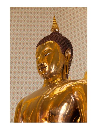 Framed Golden Buddha Statue in a Temple, Wat Traimit, Bangkok, Thailand Print
