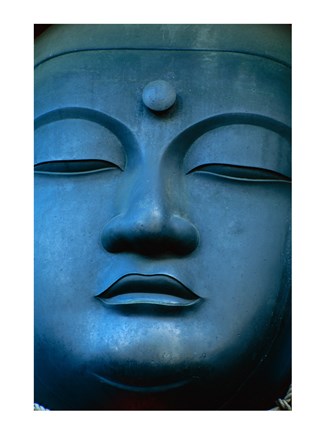 Framed Close-up of the face of a Buddha Statue, Tokyo, Honshu, Japan Print