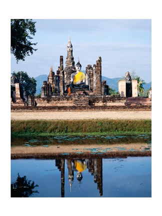 Framed Silhouette of the Seated Buddha Reflected, Wat Mahathat, Sukhothai, Thailand Print