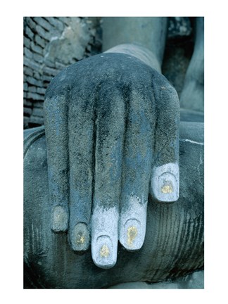 Framed Hands of a giant statue of Buddha, Wat Si Chum, Sukhothai, Thailand Print