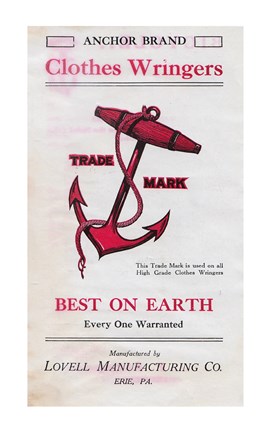 Framed Anchor Brand Clothes Wringer Print