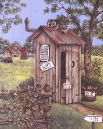 Framed Outhouse - Raccoon Print