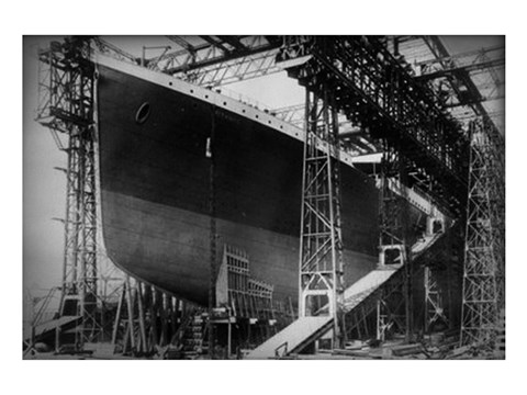 Framed Titanic Constructed at the Harland and Wolff Shipyard in Belfast Before Sail Print