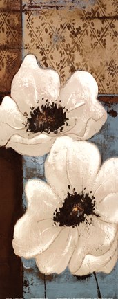 Framed White Poppies Panel I Print