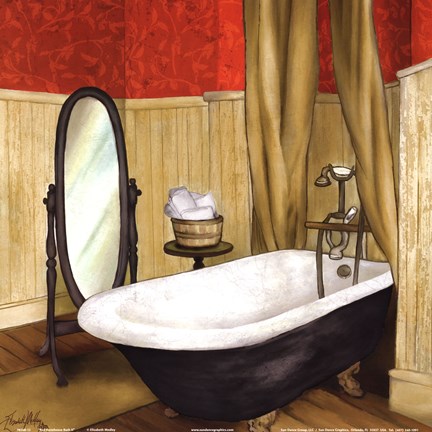 Framed Red Farmhouse Bath II Print