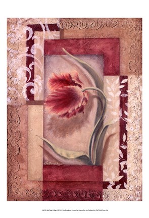 Framed Red Tulip Collage I Print