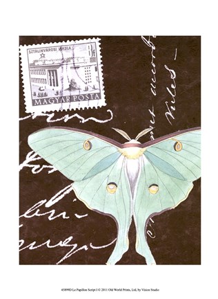 Framed Le Papillon Script I Print