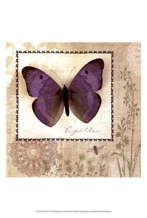 Framed Butterfly Notes I Print