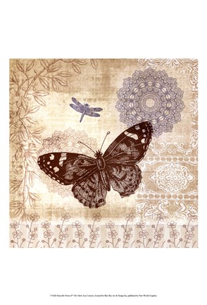 Framed Butterfly Notes II Print