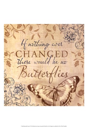 Framed Butterfly Notes VI Print