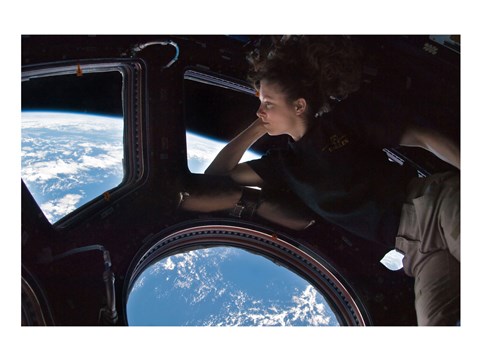 Framed Tracy Caldwell Dyson in the Cupola Observing the Earth during Expedition 24 Print