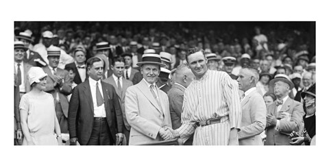 Framed US President Calvin Coolidge Presenting the American League Diploma to Walter Johnson Print