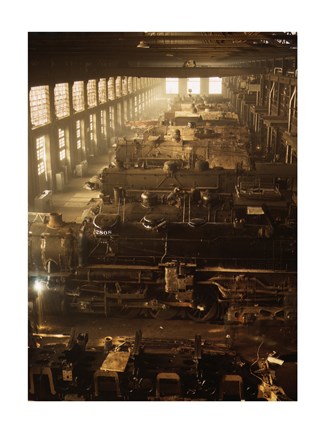 Framed North Western Railway Locomotive Shops, Chicago, Illinois Print