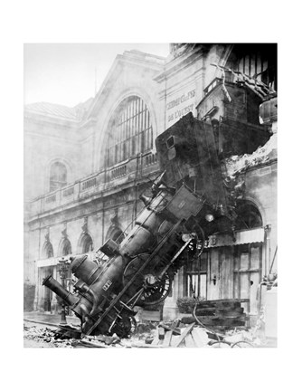 Framed Train Wreck at Montparnasse 1895 Print