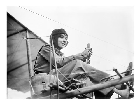 Framed Aviator Helene Dutrieu Seated in Her Airplane Print