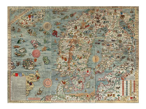 Framed Carta Marina, Map of Scandinavia Print