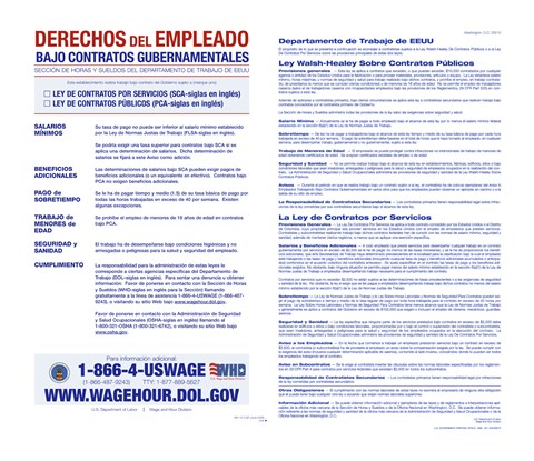 Framed Employee Rights on Government Contracts Spanish Version 2012 Print