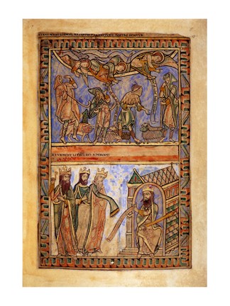 Framed Annunciation to the Shepherds and the Magi before Herod Print