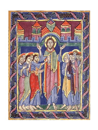 Framed Albani Psalter, appearance of the Risen One on the eighth day Print