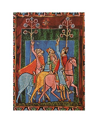 Framed St. Albans Psalter, The Three Magi following the star Print