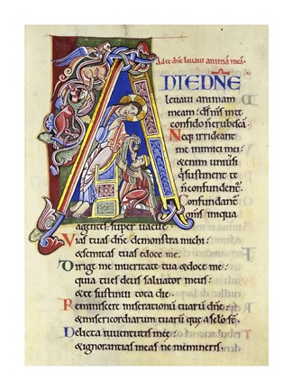 Framed Psalm 24, Initial A. In Albani Psalter Print