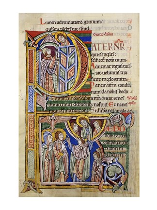 Framed Our Father, initial P In Albani Psalter Print