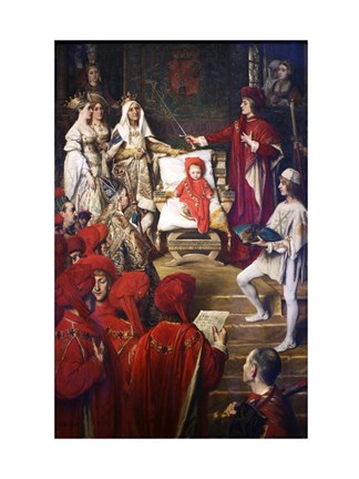 Framed Philip I, the Handsome, Conferring the Order of the Golden Fleece on his Son Charles of Luxembourg Print