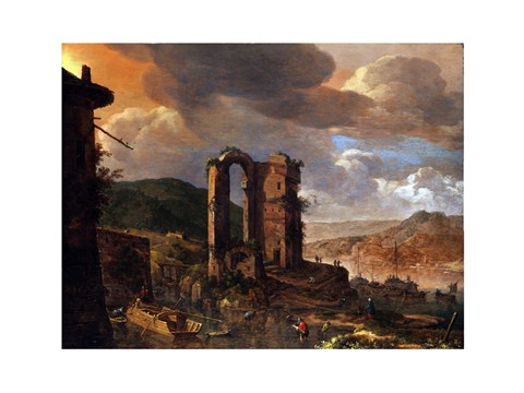 Framed Landscape with Roman Ruin Print