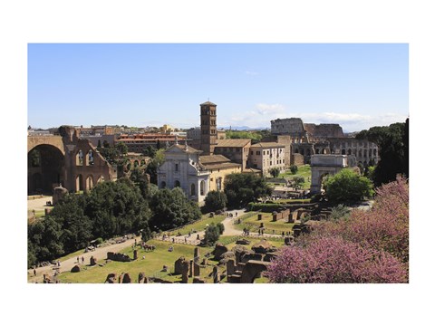 Framed Look from Palatine Hill Francesca Romana, Arch of Titus and Colosseum, Rome, Italy Print