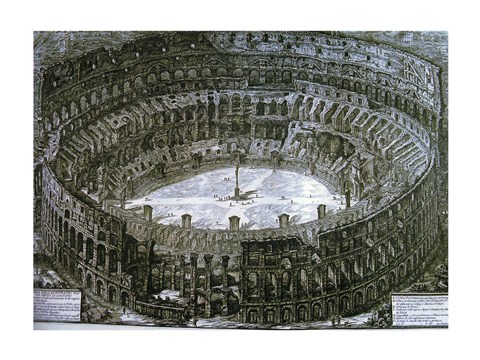 Framed Interior of the Colosseum with niches for the Via Crucis Print