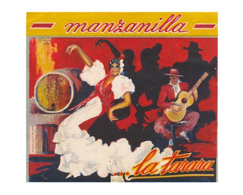 Framed Sherry Wine Label La tarara Print