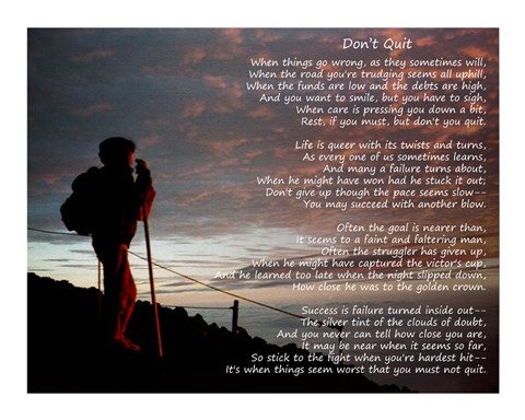 Framed Don&#39;t Quit - hiker Print